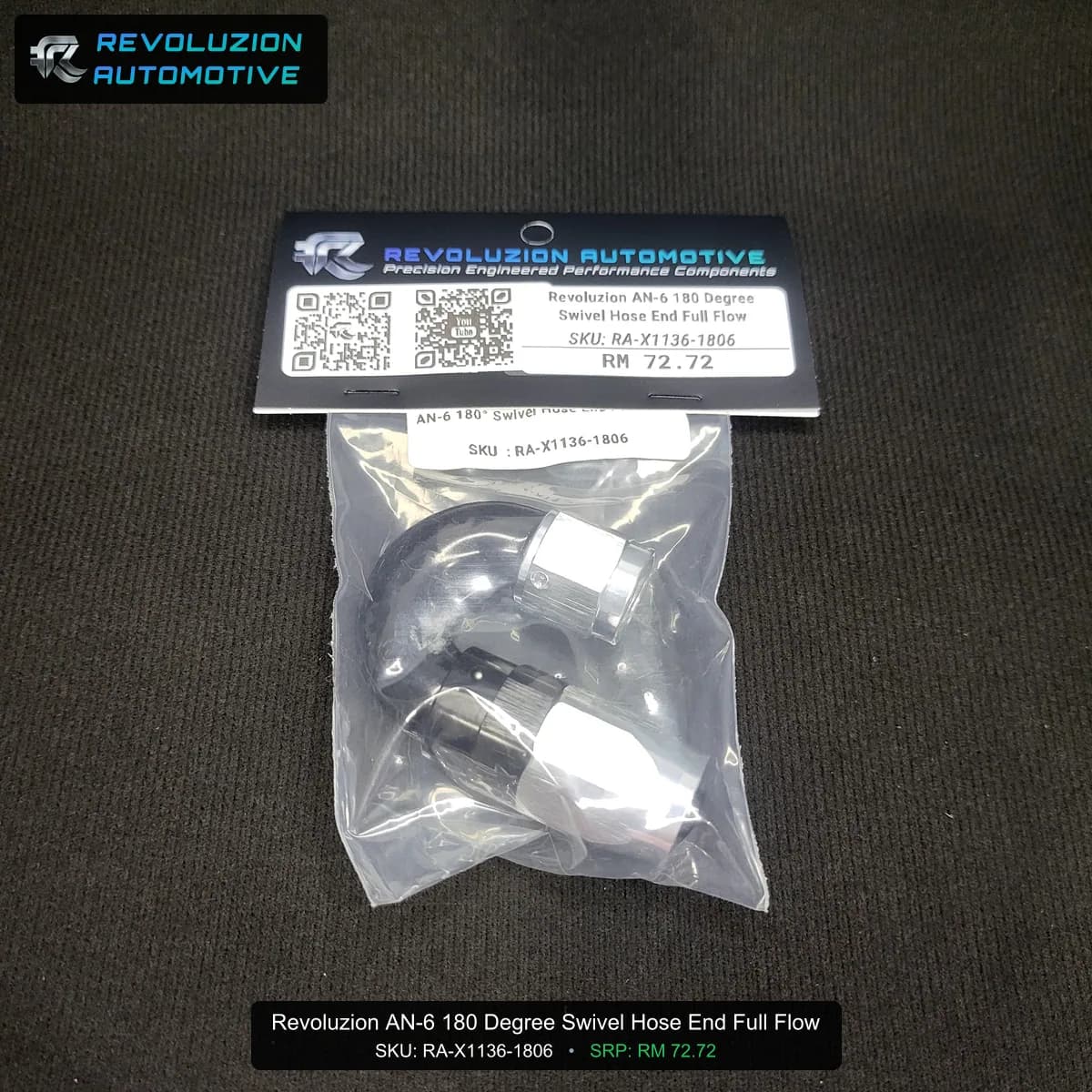 Revoluzion AN-6 180 Degree Swivel Hose End Full Flow