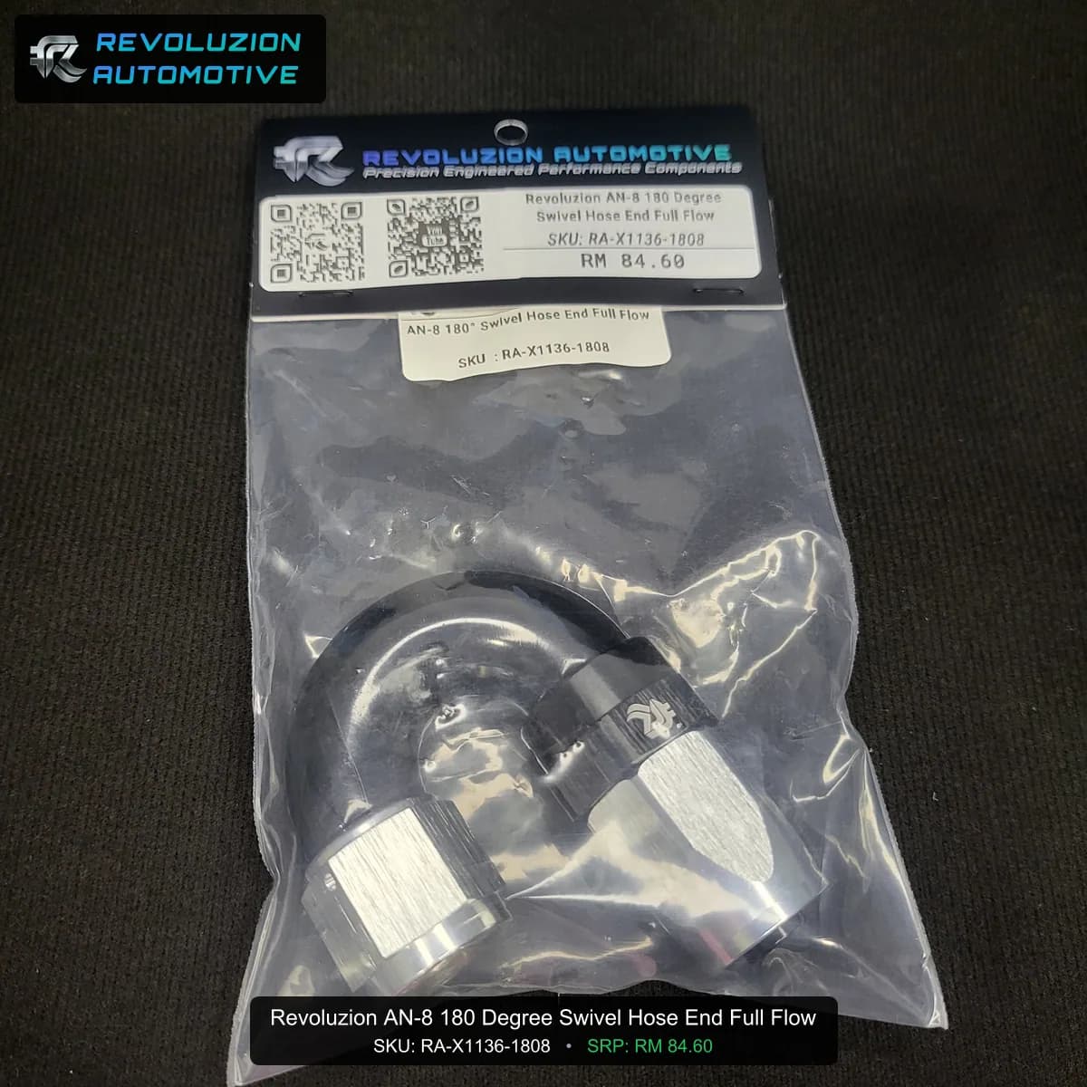 Revoluzion AN-8 180 Degree Swivel Hose End Full Flow