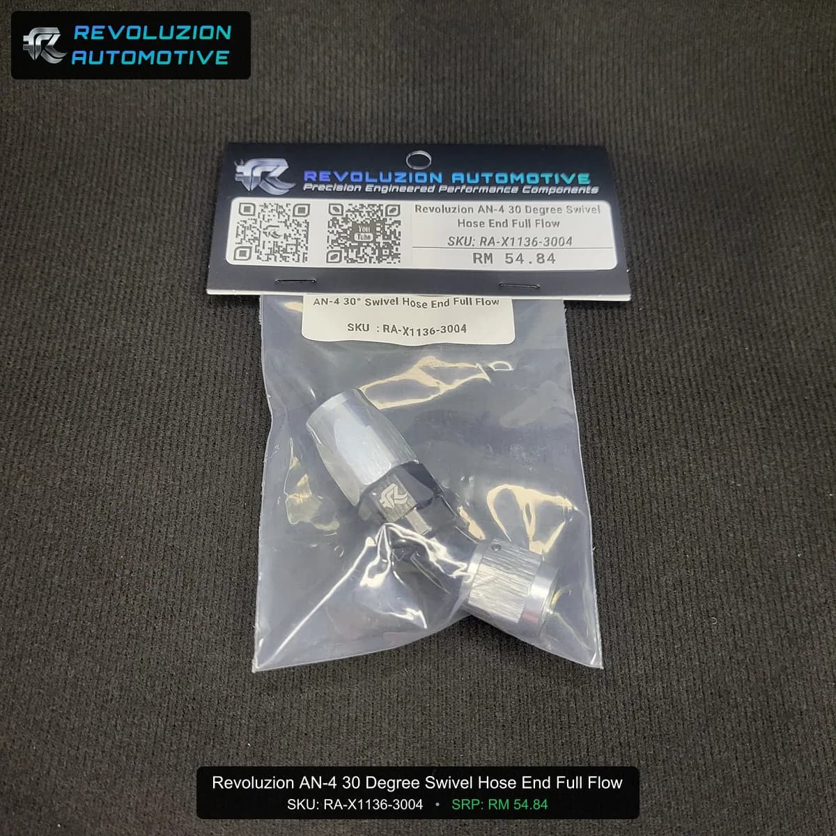 Revoluzion AN-4 30 Degree Swivel Hose End Full Flow