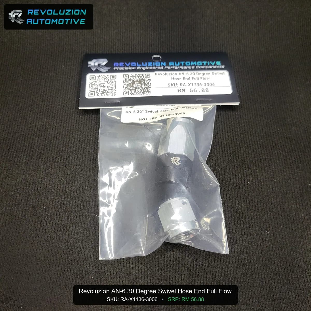 Revoluzion AN-6 30 Degree Swivel Hose End Full Flow
