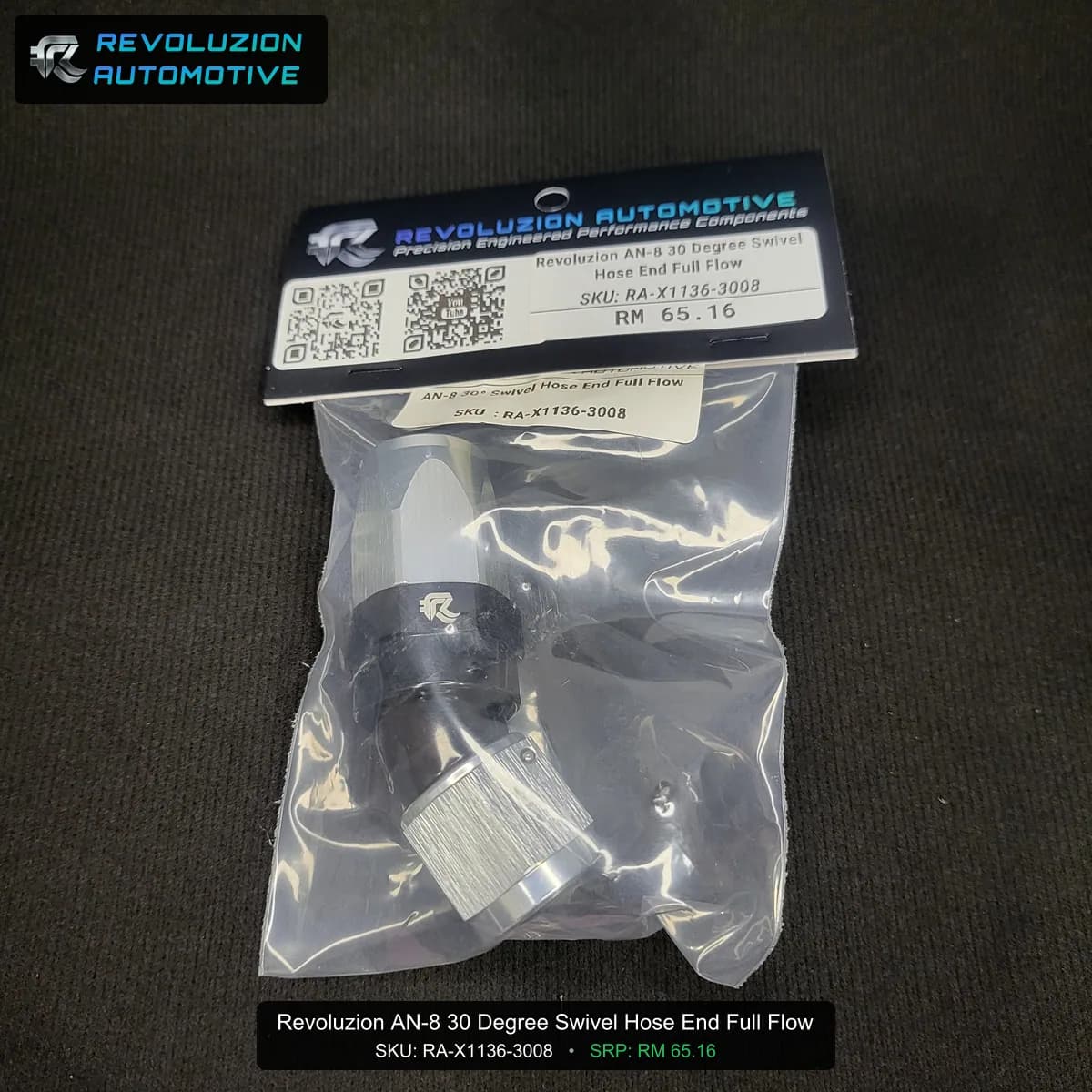Revoluzion AN-8 30 Degree Swivel Hose End Full Flow