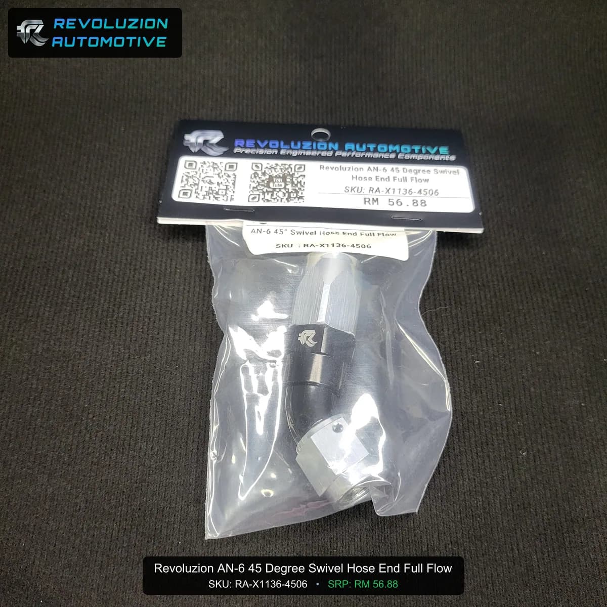 Revoluzion AN-6 45 Degree Swivel Hose End Full Flow
