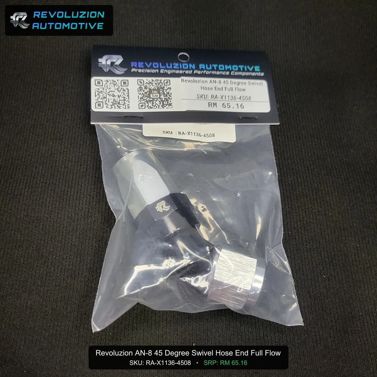 Revoluzion AN-8 45 Degree Swivel Hose End Full Flow