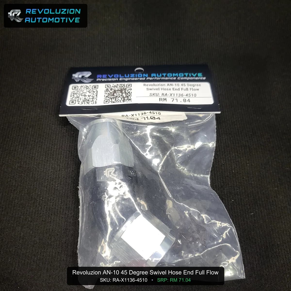 Revoluzion AN-10 45 Degree Swivel Hose End Full Flow