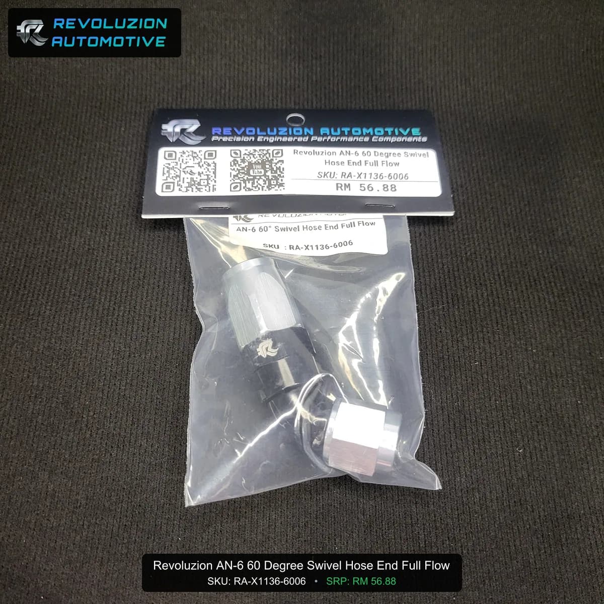 Revoluzion AN-6 60 Degree Swivel Hose End Full Flow