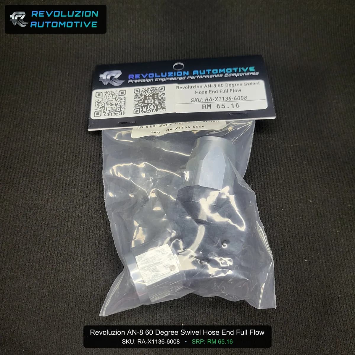 Revoluzion AN-8 60 Degree Swivel Hose End Full Flow