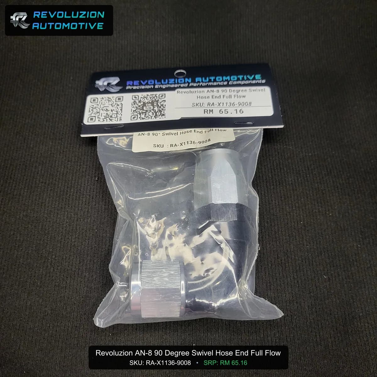 Revoluzion AN-8 90 Degree Swivel Hose End Full Flow