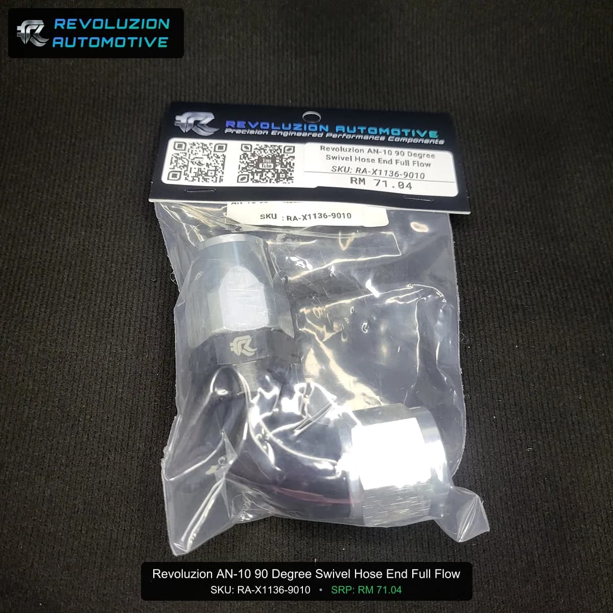 Revoluzion AN-10 90 Degree Swivel Hose End Full Flow